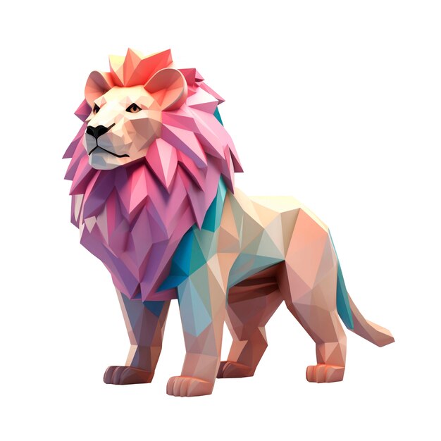 Rendering en 3D del león aislado