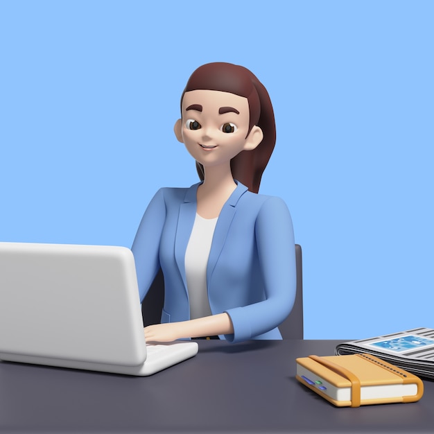 Rendering en 3D de una mujer de negocios posando