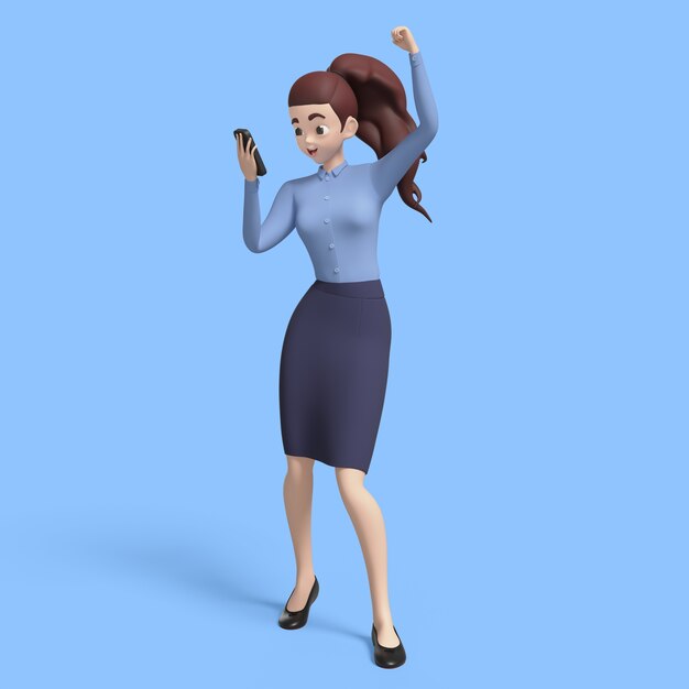 Rendering en 3D de una mujer de negocios posando