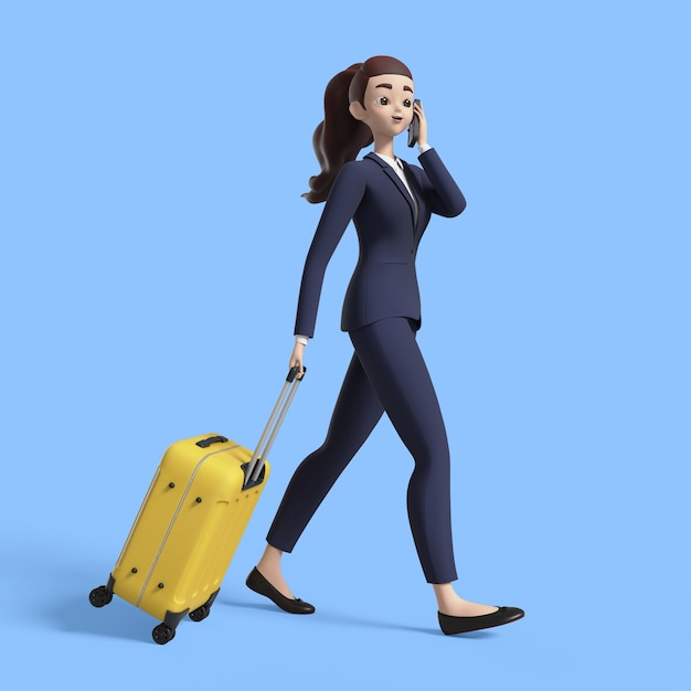 Rendering en 3D de una mujer de negocios posando