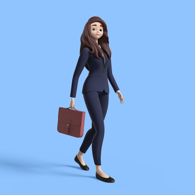 Rendering en 3D de una mujer de negocios posando