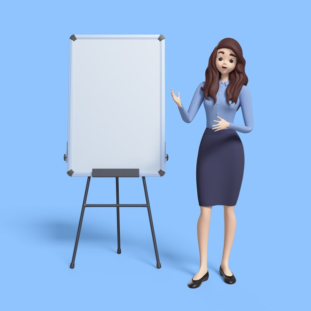 Rendering en 3D de una mujer de negocios posando