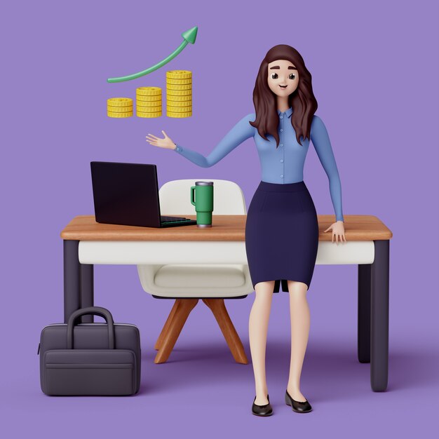 Rendering en 3D de una mujer de negocios