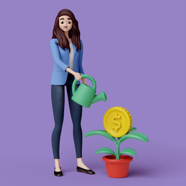 Rendering en 3D de una mujer de negocios