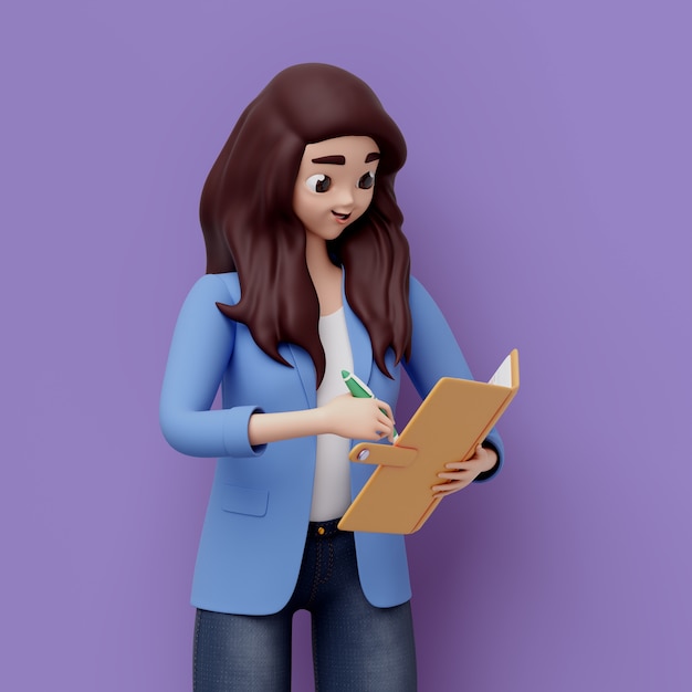 Rendering en 3D de una mujer de negocios