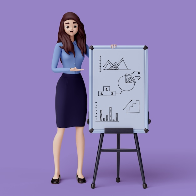 Rendering en 3D de una mujer de negocios