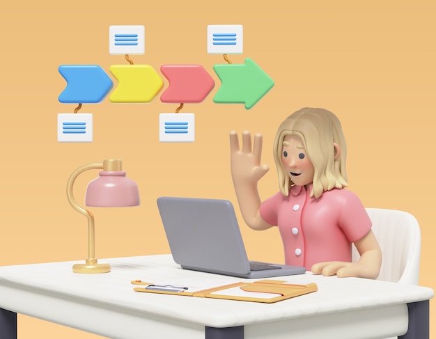 Rendering en 3D de una mujer de negocios