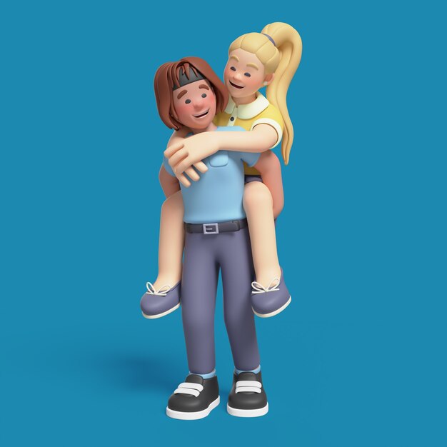 Rendering en 3D de una pareja de lesbianas