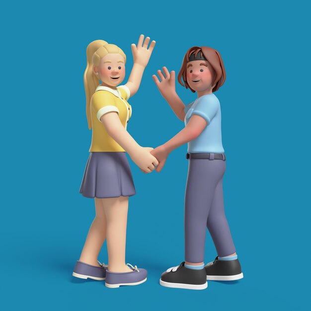 Rendering en 3D de una pareja de lesbianas