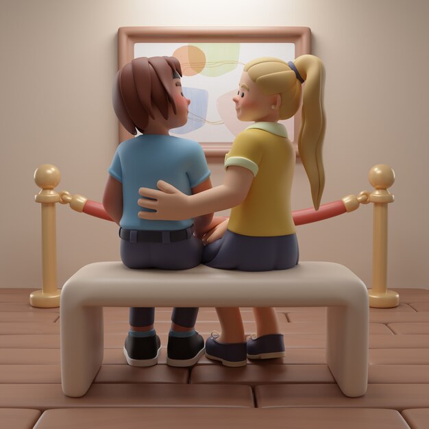 Rendering en 3D de una pareja de lesbianas