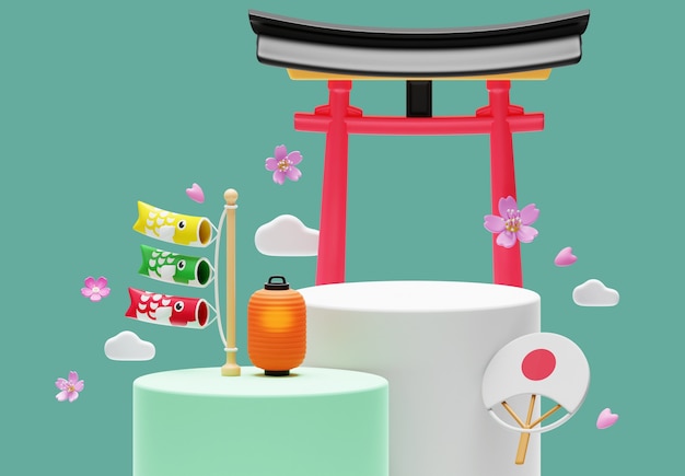Rendering en 3D del podio de ventas de Japón