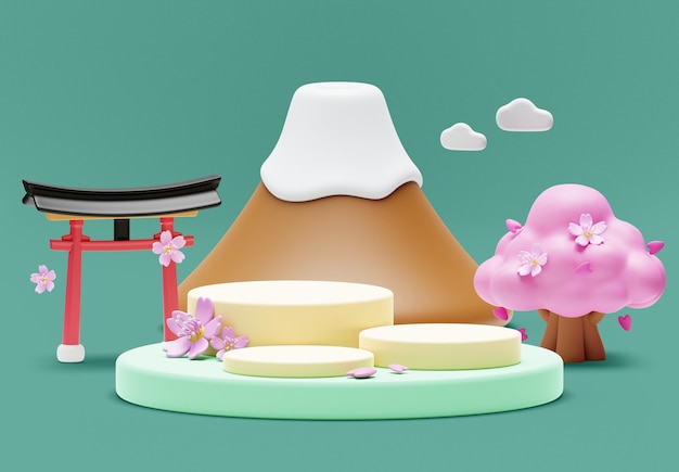 Rendering en 3D del podio de ventas de Japón