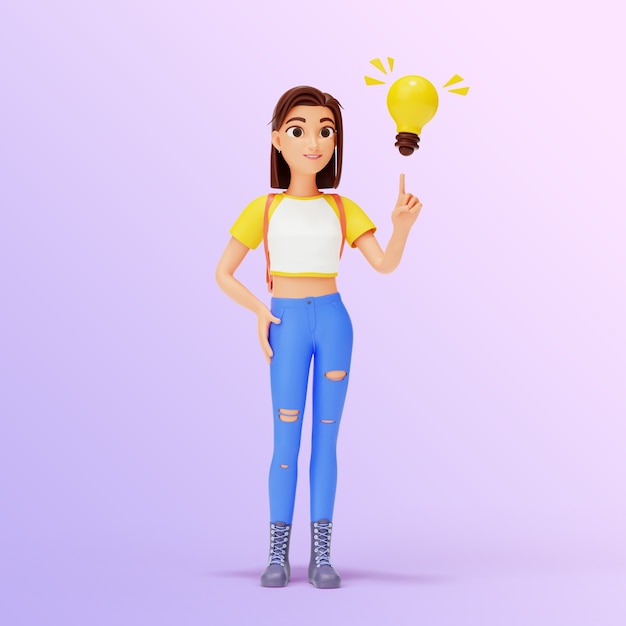 Rendering del personaggio della ragazza del liceo