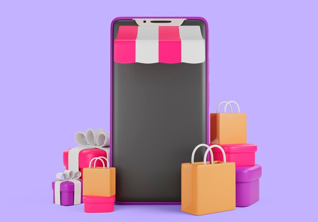 Renderización en 3D del concepto de compras