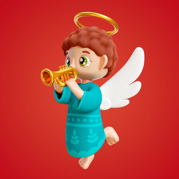 Renderización 3D del diseño del icono del ángel