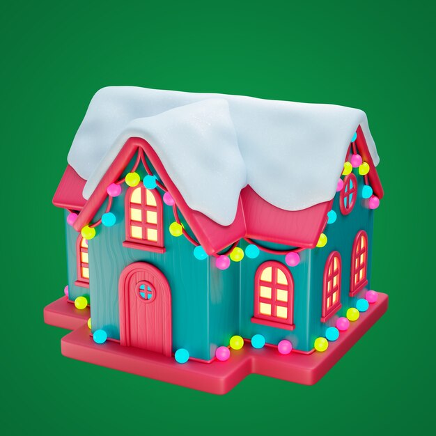 Renderización 3D del diseño del icono de la casa de pan de jengibre
