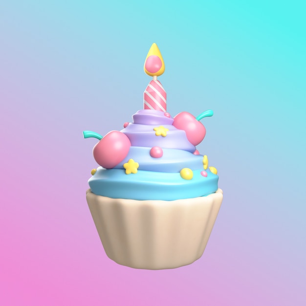 Renderización 3D del diseño del icono de cumpleaños