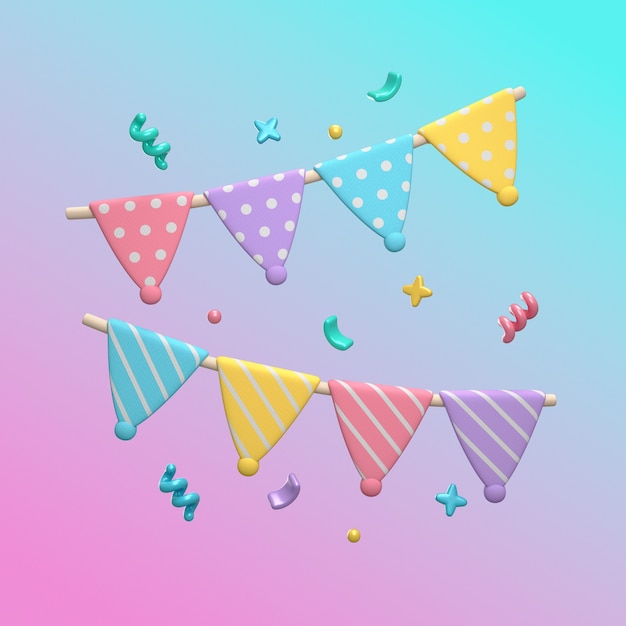 Renderización 3D del diseño del icono de cumpleaños
