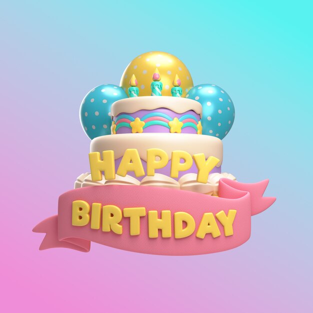 Renderización 3D del diseño del icono de cumpleaños