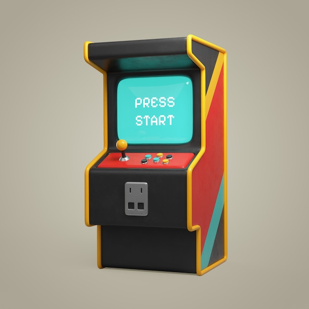 Renderización 3D del diseño del icono del juego retro