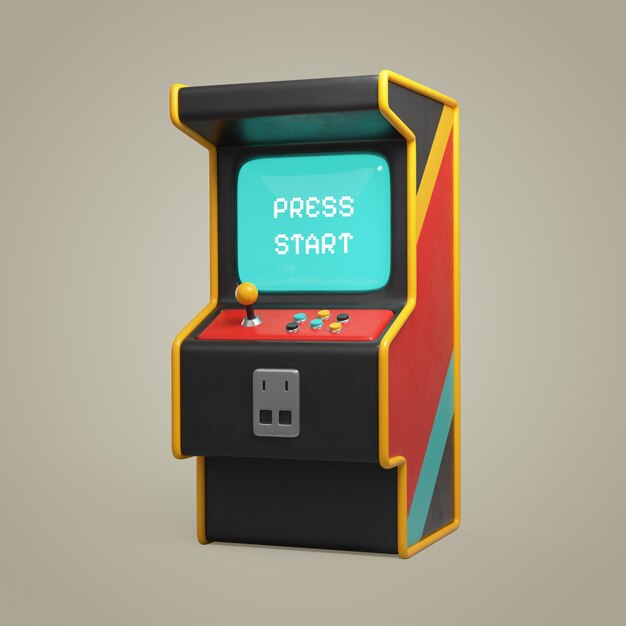 Renderización 3D del diseño del icono del juego retro