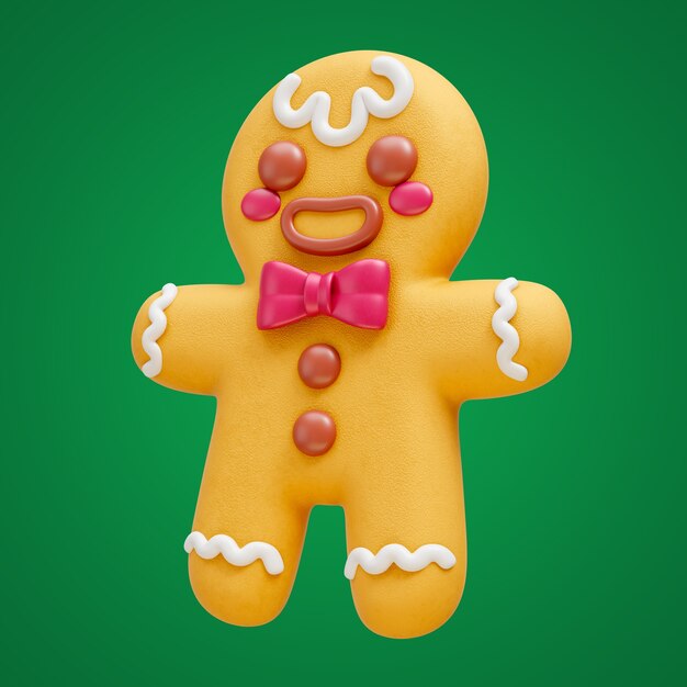 Renderización 3D del diseño del icono de pan de jengibre