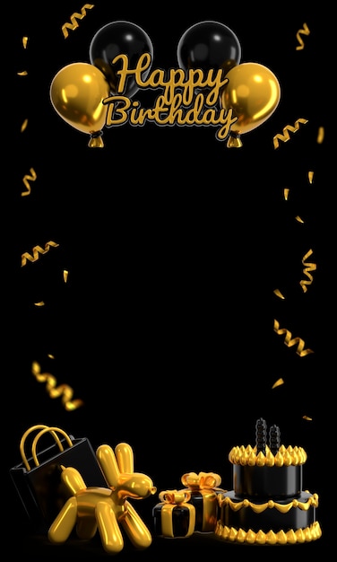 Renderización 3D de un elegante fondo de cumpleaños
