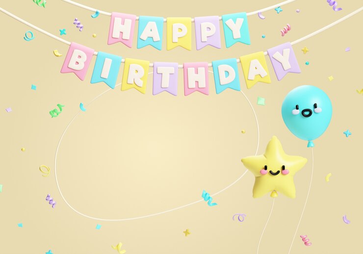 PSD gratuito renderización 3d de los elementos de feliz cumpleaños