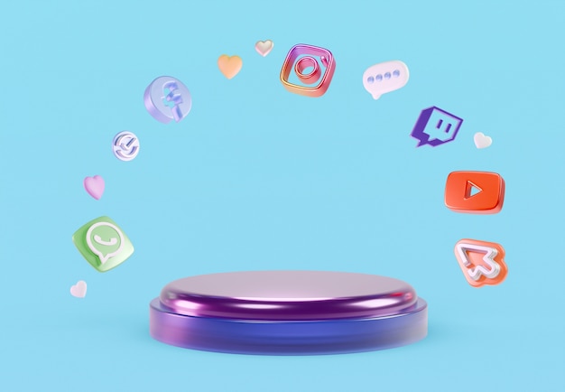 Renderización en 3D de los elementos de las redes sociales