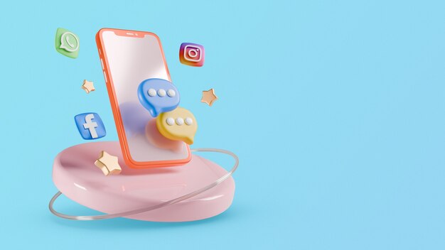 Renderización en 3D de los elementos de las redes sociales