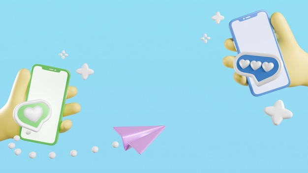 Renderización en 3D de los elementos de las redes sociales