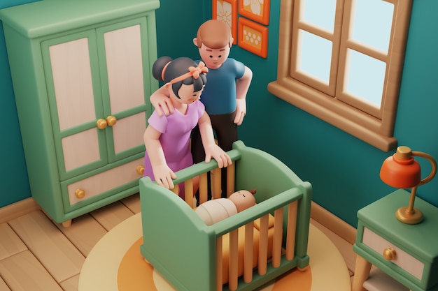 Renderización en 3D de la escena familiar