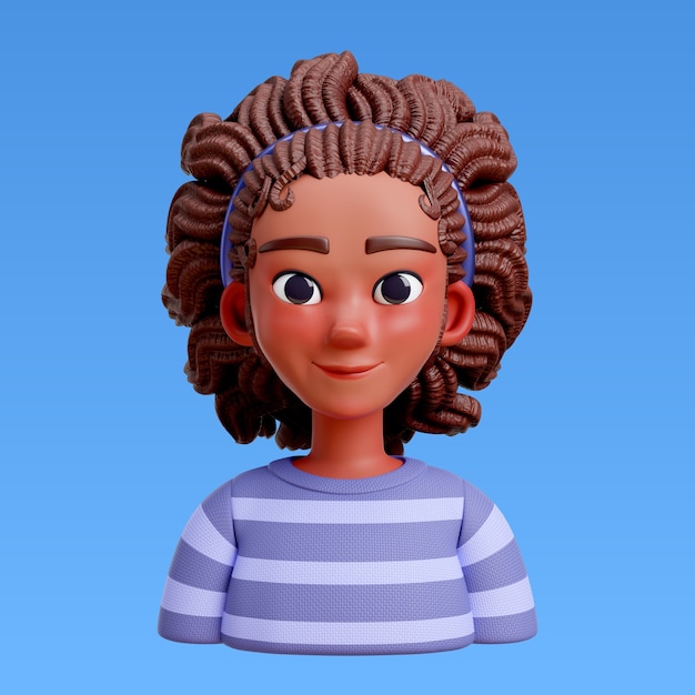 Renderización 3D del estilo de cabello para el diseño del avatar