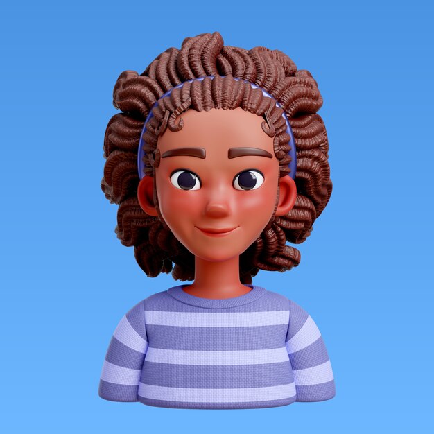 Renderización 3D del estilo de cabello para el diseño del avatar