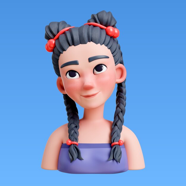Renderización 3D del estilo de cabello para el diseño del avatar