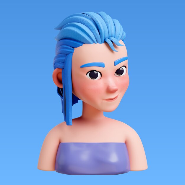 Renderización 3D del estilo de cabello para el diseño del avatar