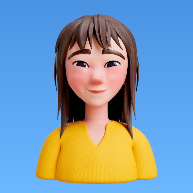 Renderización 3D del estilo de cabello para el diseño del avatar
