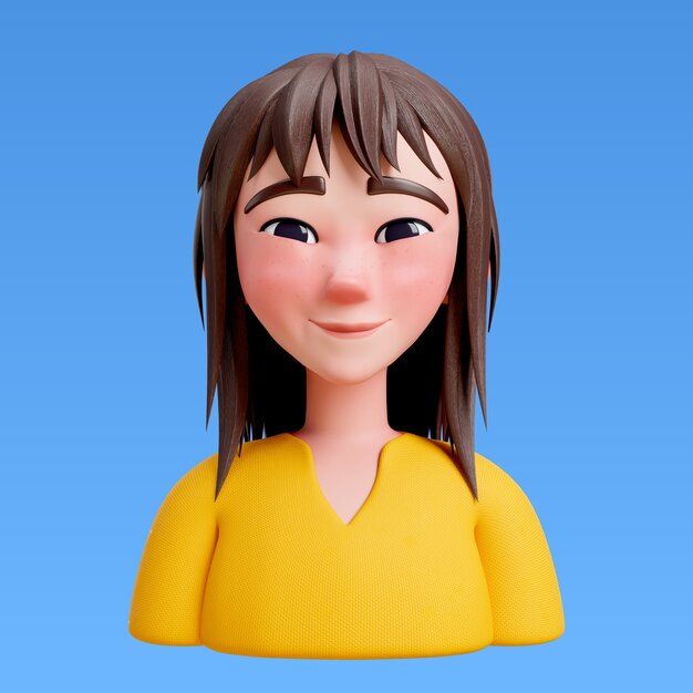 Renderización 3D del estilo de cabello para el diseño del avatar