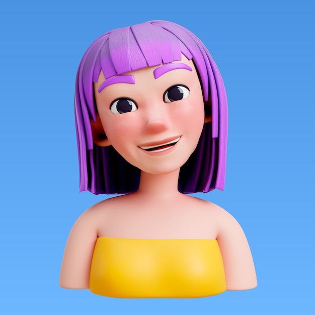 Renderización 3D del estilo de cabello para el diseño del avatar