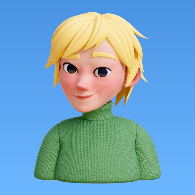 Renderización 3D del estilo de cabello para el diseño del avatar