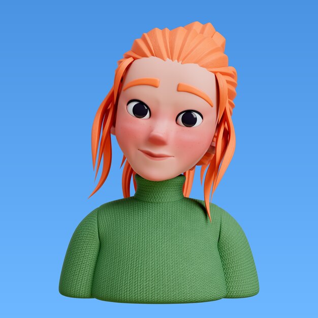 Renderización 3D del estilo de cabello para el diseño del avatar