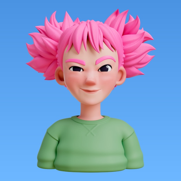 Renderización 3D del estilo de cabello para el diseño del avatar
