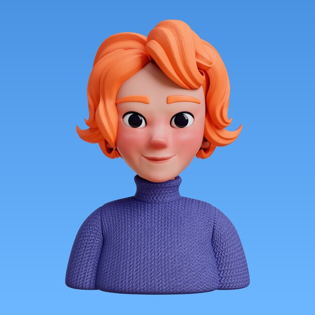Renderización 3D del estilo de cabello para el diseño del avatar
