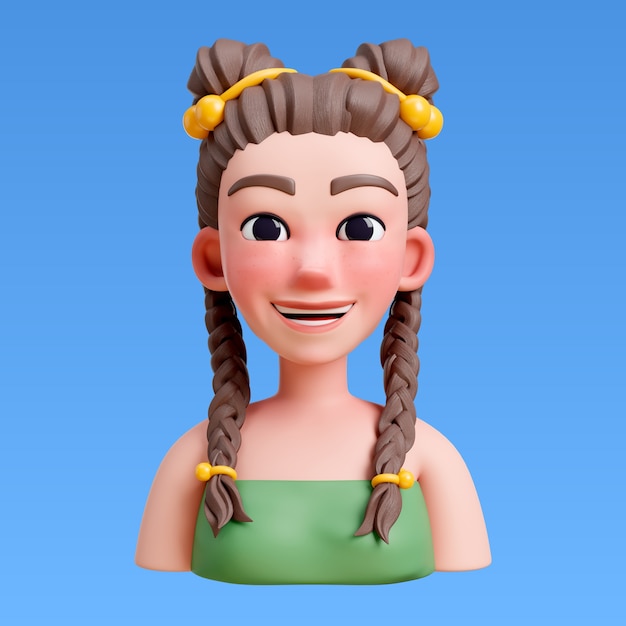 Renderización 3D del estilo de cabello para el diseño del avatar