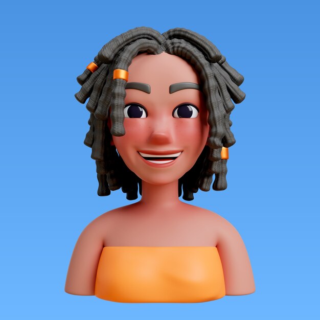 Renderización 3D del estilo de cabello para el diseño del avatar