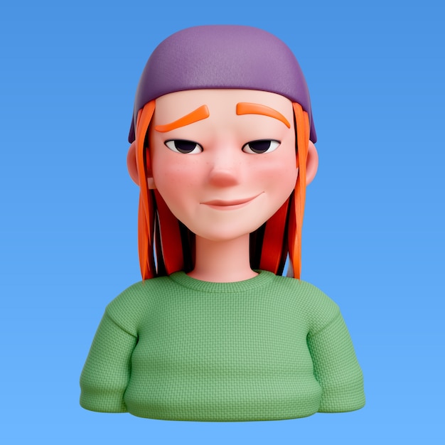 Renderización 3D del estilo de cabello para el diseño del avatar