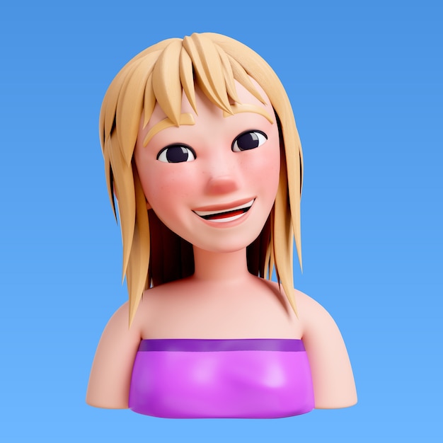 Renderización 3D del estilo de cabello para el diseño del avatar