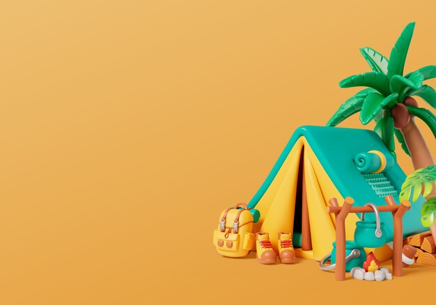 Renderización en 3D del fondo del campamento