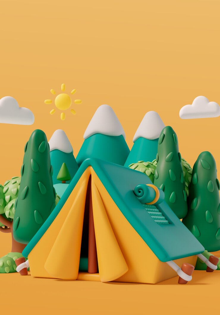 PSD gratuito renderización en 3d del fondo del campamento