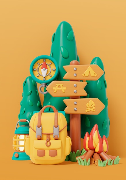 Renderización en 3D del fondo del campamento